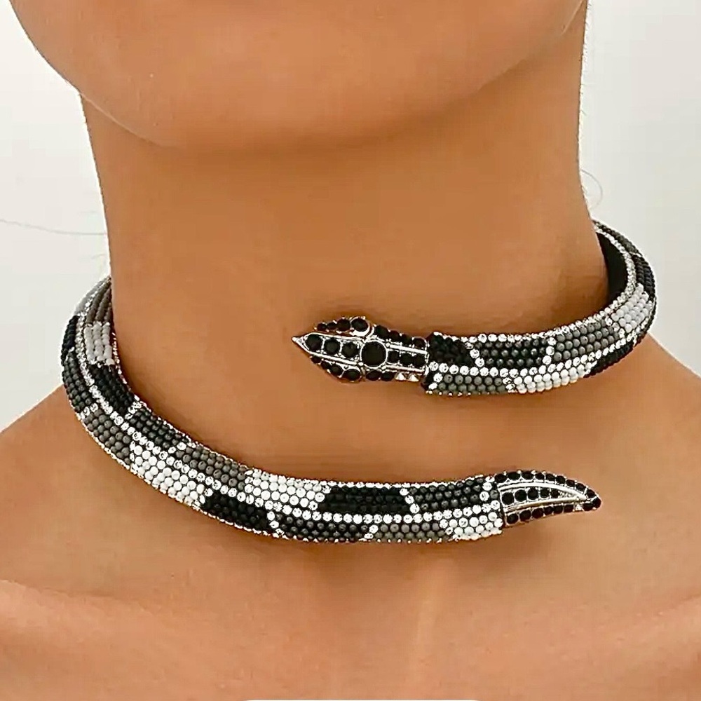 Stone Snake Choker Necklace Choker Viper Animal Jewelry